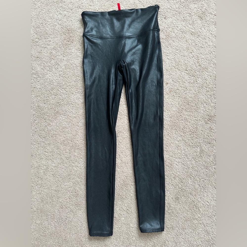 SPANX Women’s Faux Leather Snake Print High Rise Leggings Size Medium Black - Picture 4 of 6